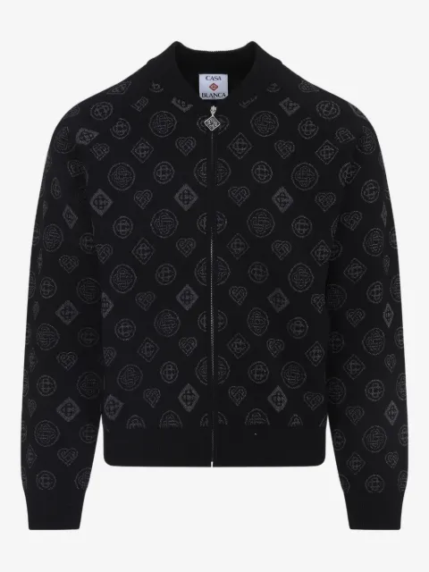 Casablanca logo-pattern zip-up jacket