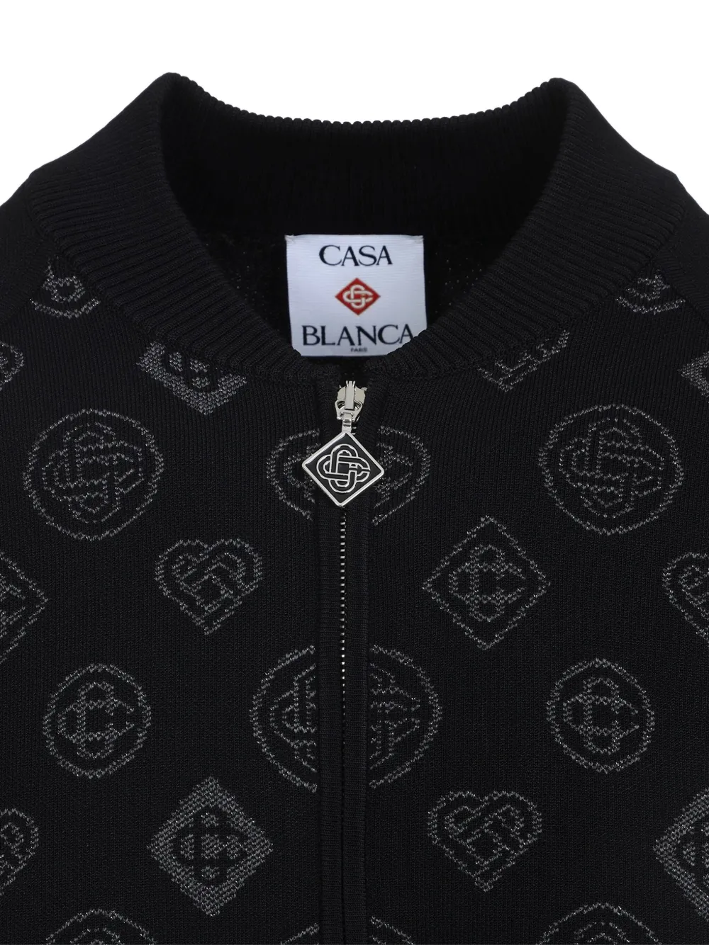 Casablanca Jack met logopatroon en rits Zwart
