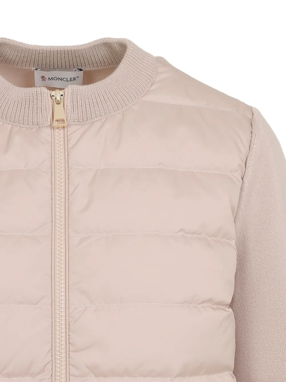 Moncler Quilted Knit-panel Jacket In Pink
