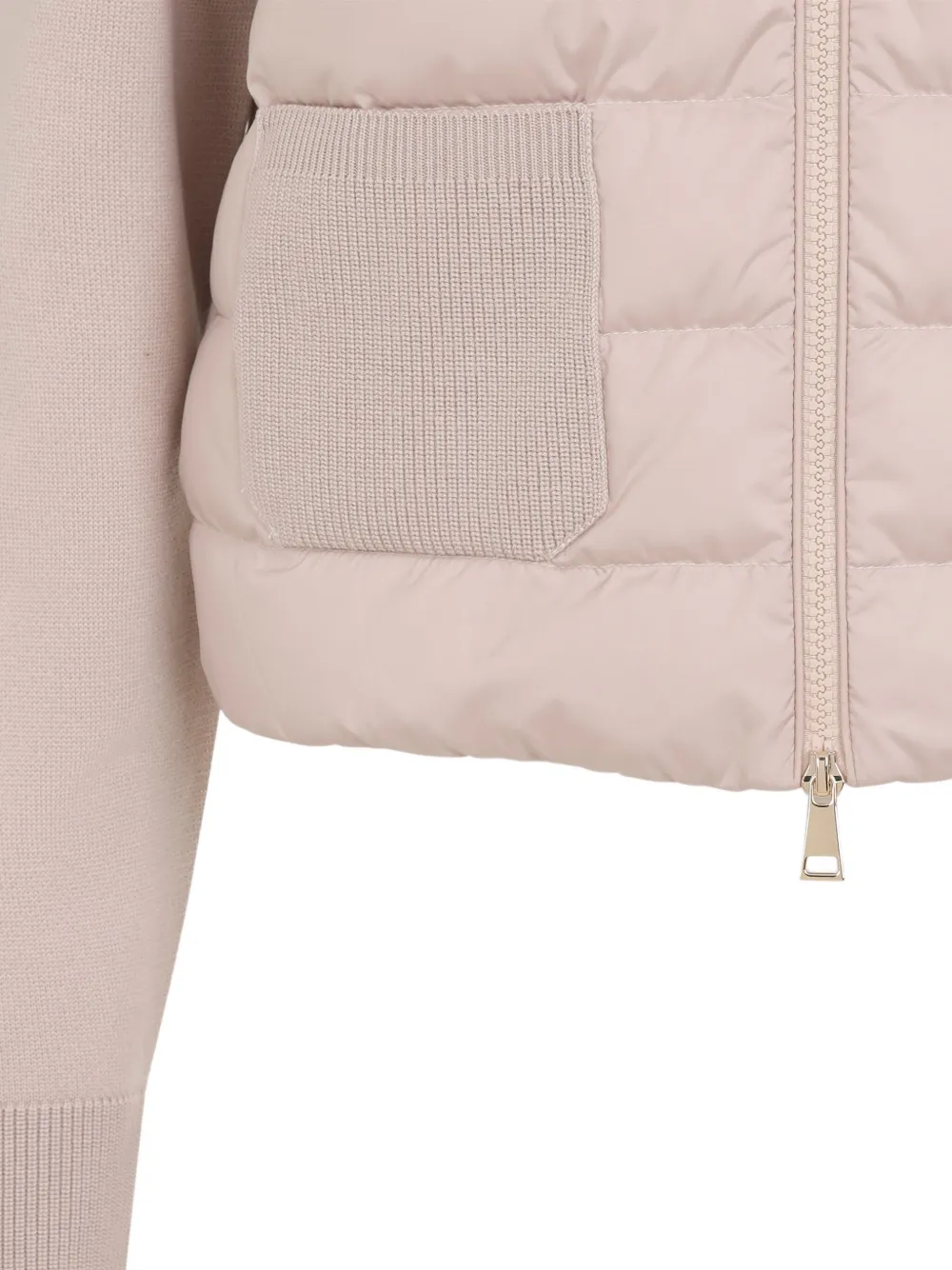 Moncler Quilted Knit-panel Jacket In Pink