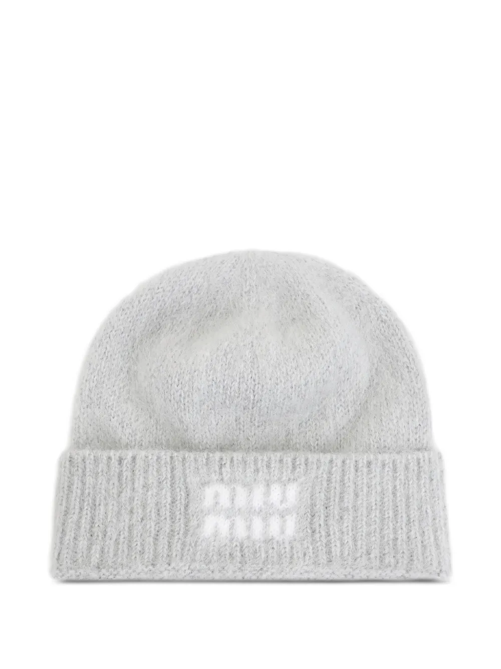 Miu Miu logo-detail beanie hat | Grey | Image 1
