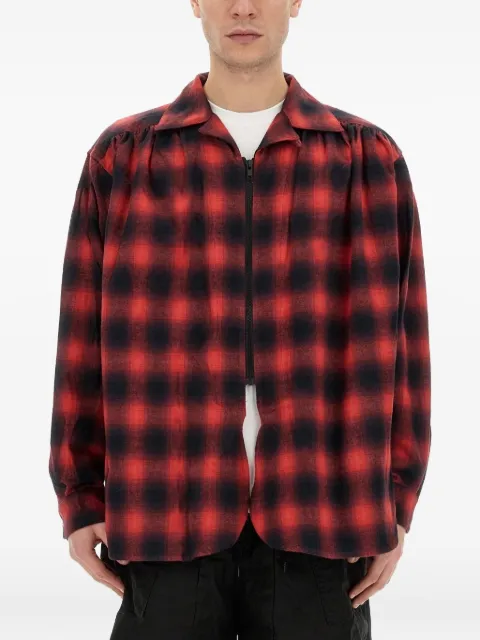AIE plaid-check zip-up shirt