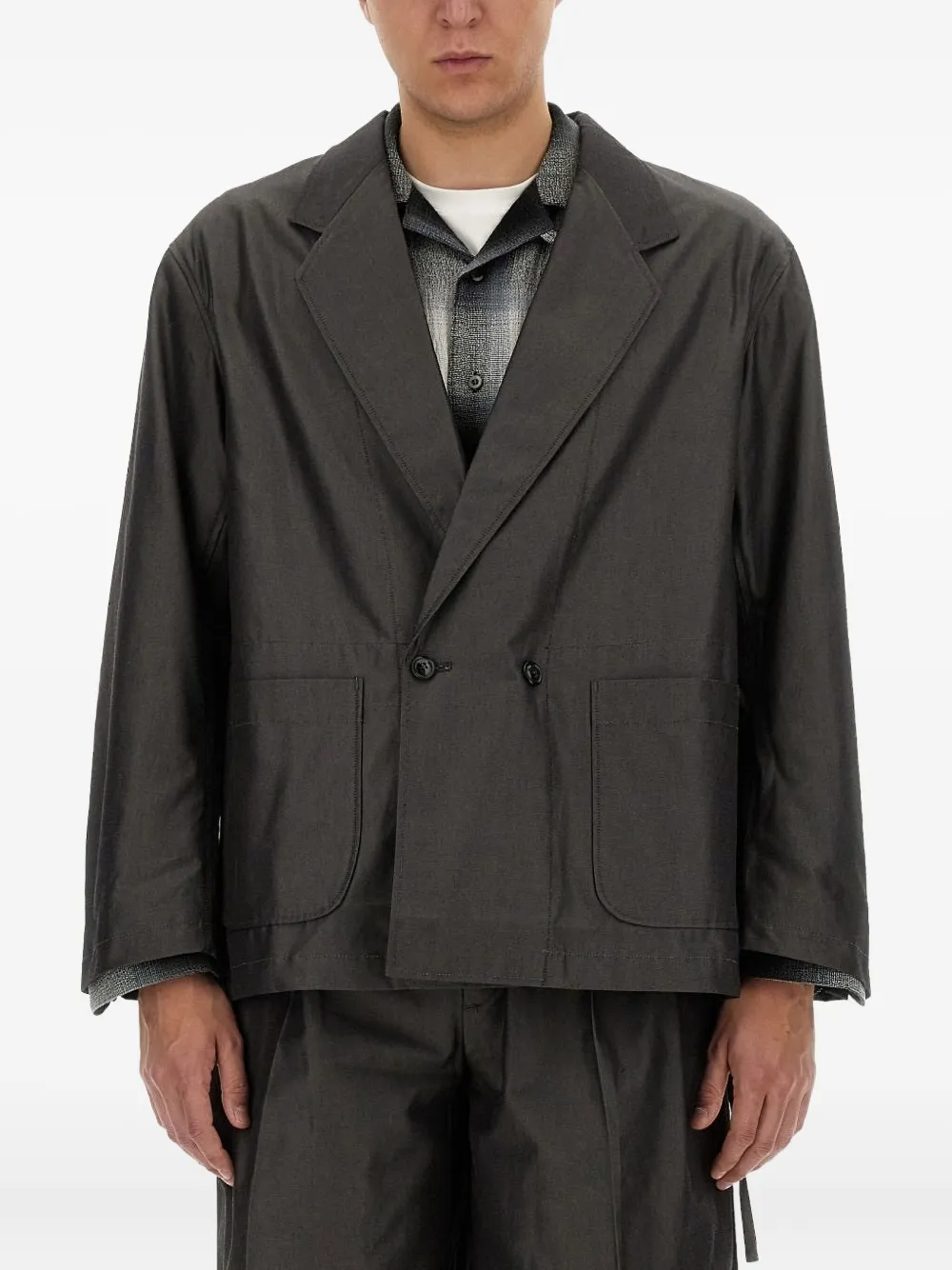 AIE double-breasted cotton jacket | Grey | Image 1