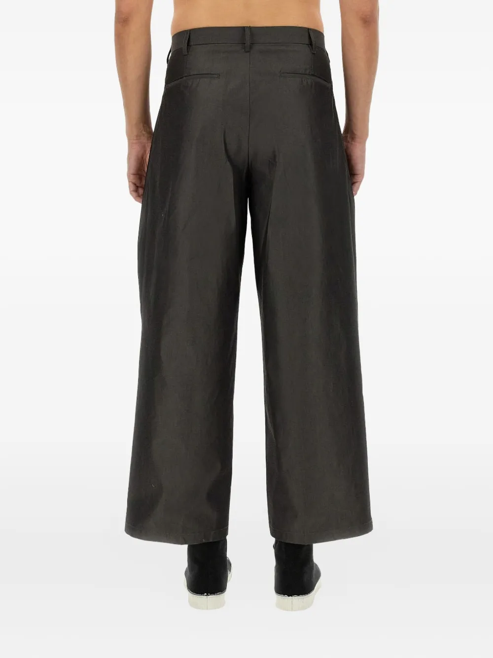 Aïe Pleated Cotton Trousers In Gray