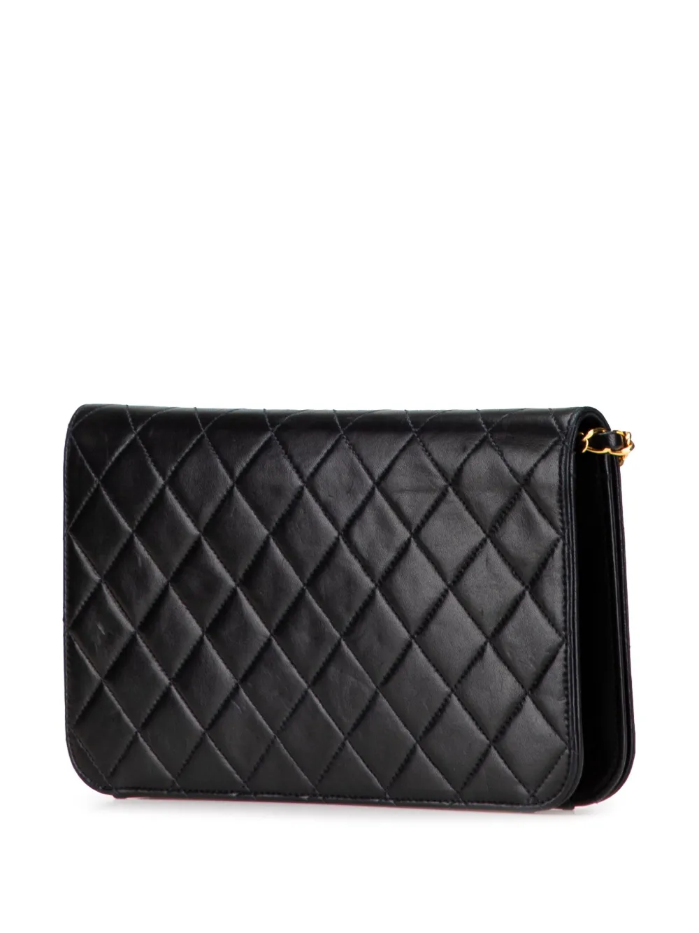 Pre-owned Chanel 1996-1997 Cc Quilted Lambskin Full Single Flap Crossbody Bag In Black