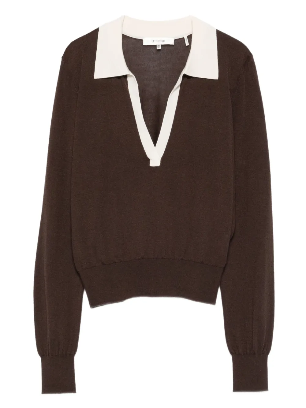 FRAME v-neck polo-collar top | Brown | Image 1