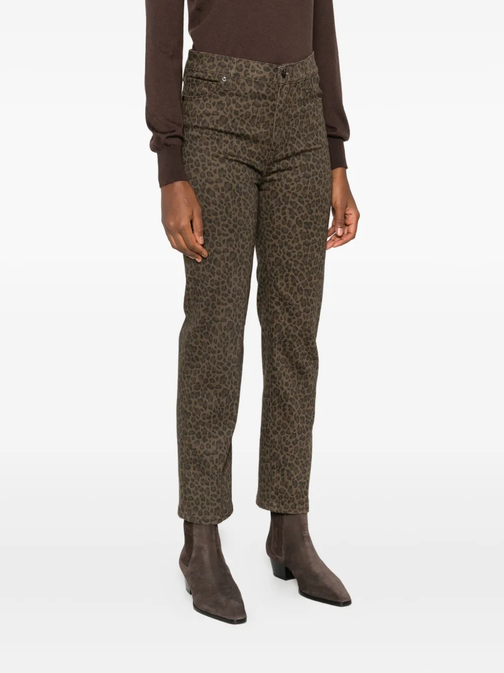 Frame Leopard-print Jeans In Brown