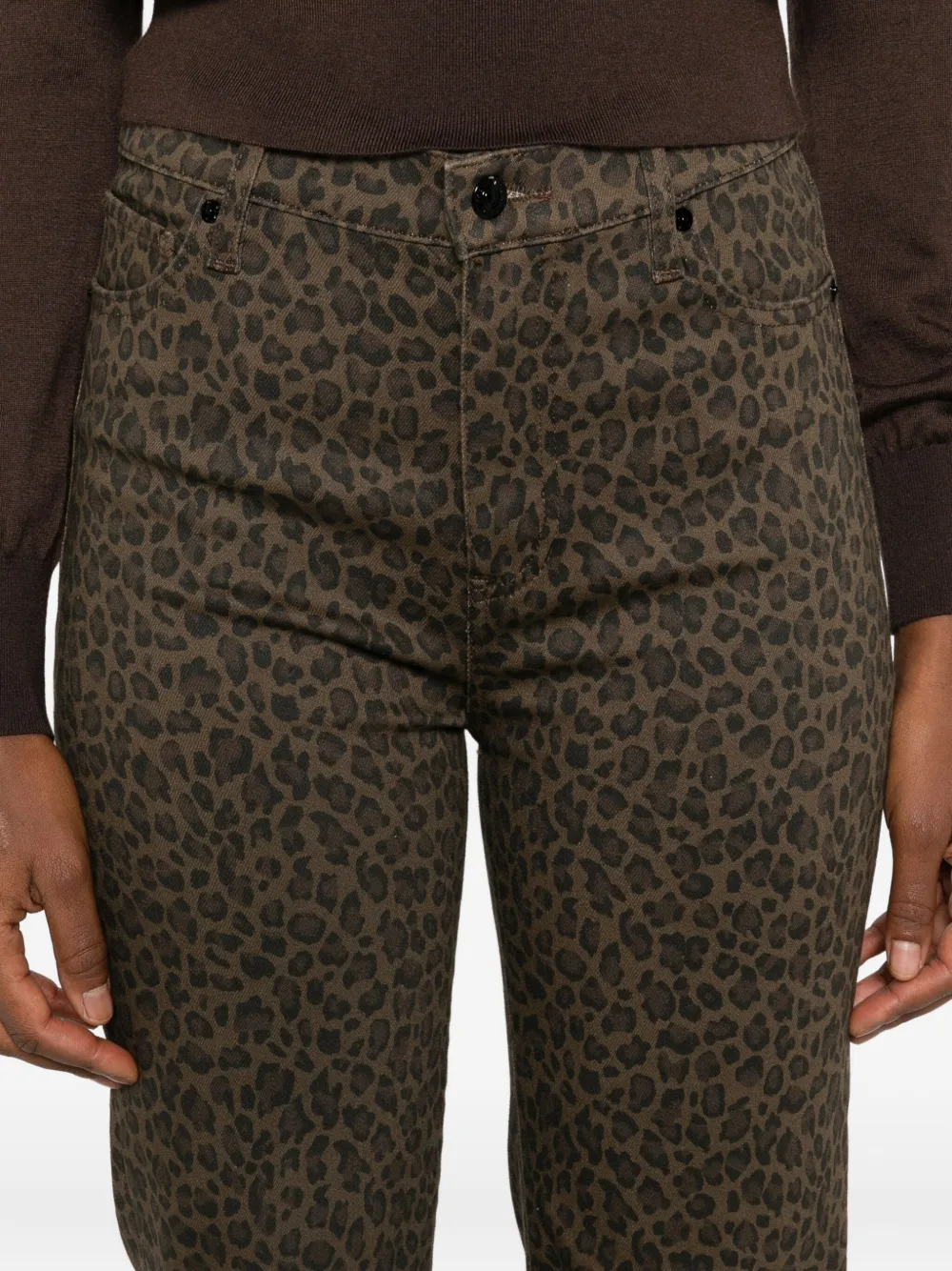 Frame Leopard-print Jeans In Brown