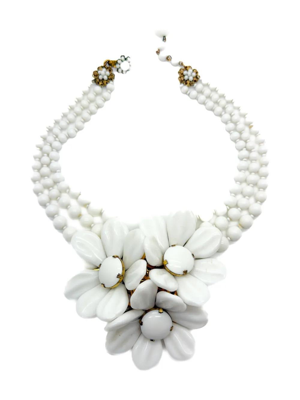 Jennifer Gibson Jewellery 1940s flower corsage necklace - Bianco