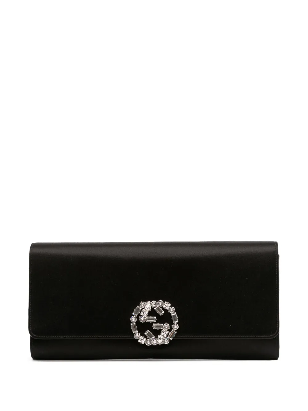 Gucci Pre-Owned 2016-2025 Satin Crystals Broadway clutch bag - ブラック Gucci Pre-Owned 2016-2025 Satin Crystals Broadway clutch bag - ブラック