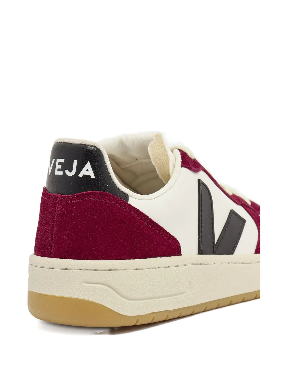 Veja V-10 Prime Panelled Leather Sneakers In Red