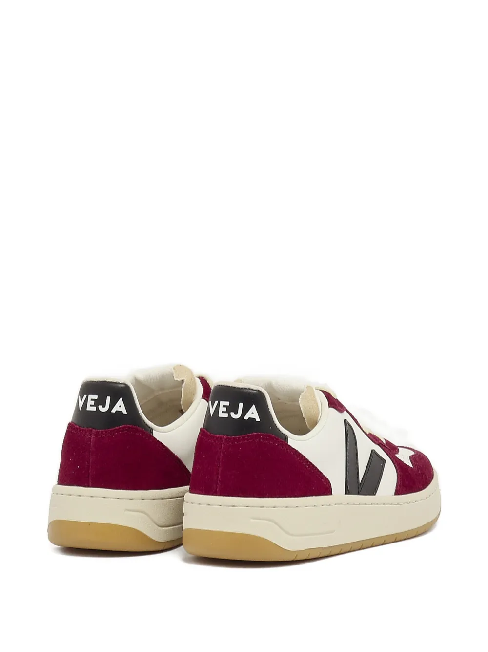 Veja V-10 Prime Panelled Leather Sneakers In Red