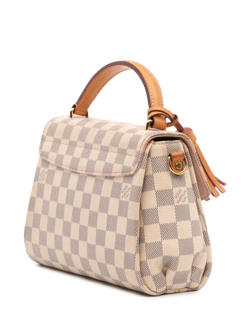 Pre-owned Louis Vuitton 2016 Damier Azur Croisette Satchel In White