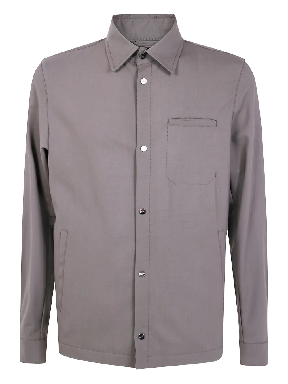 Herno Long Sleeve Jacket With Collared Neck And Pocket In Gray