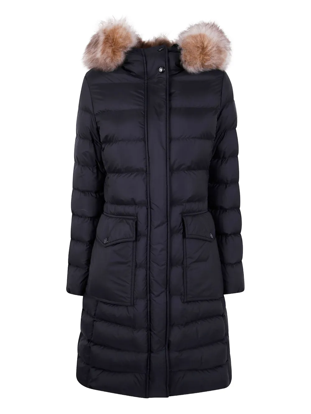 Moncler fur-trimmed quilted coat | Black | Image 1