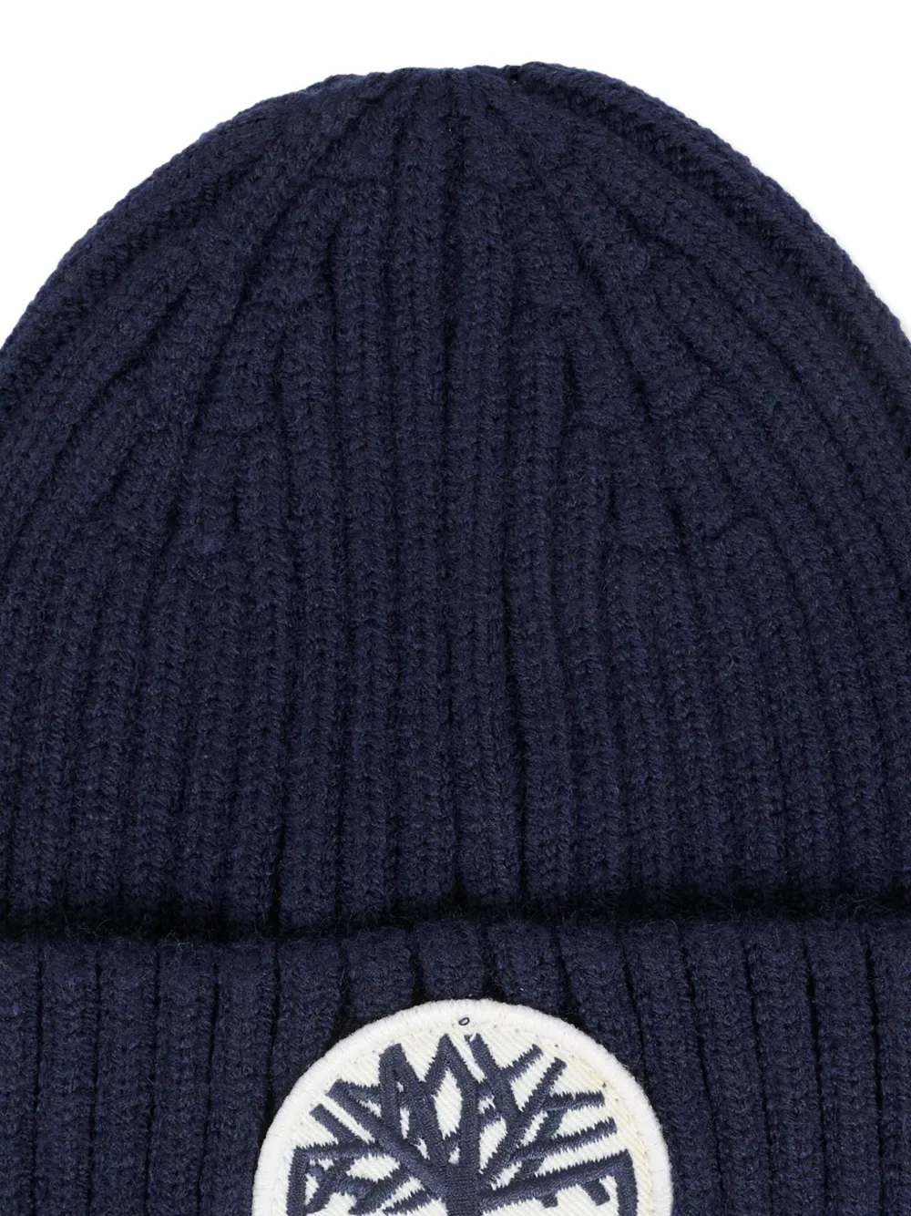 Timberland Ribbed Logo-patch Beanie In Black