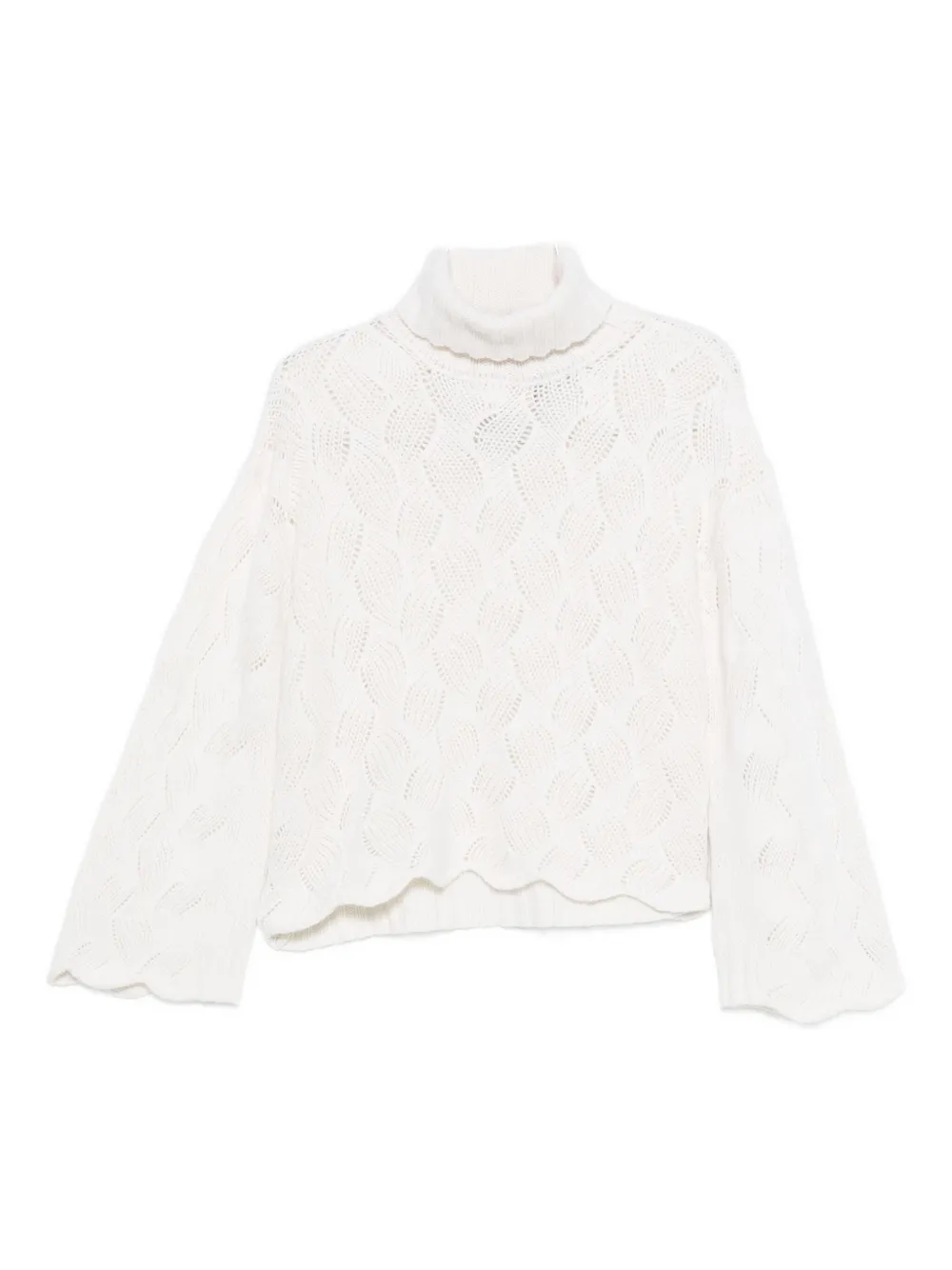 Twinset Cable-knit Turtleneck Sweater In Neutral
