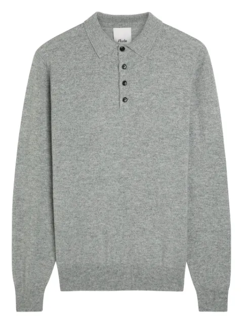 Allude button long-sleeve polo shirt