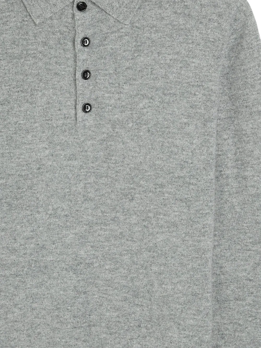 Allude Poloshirt met knoop en lange mouwen - Grijs
