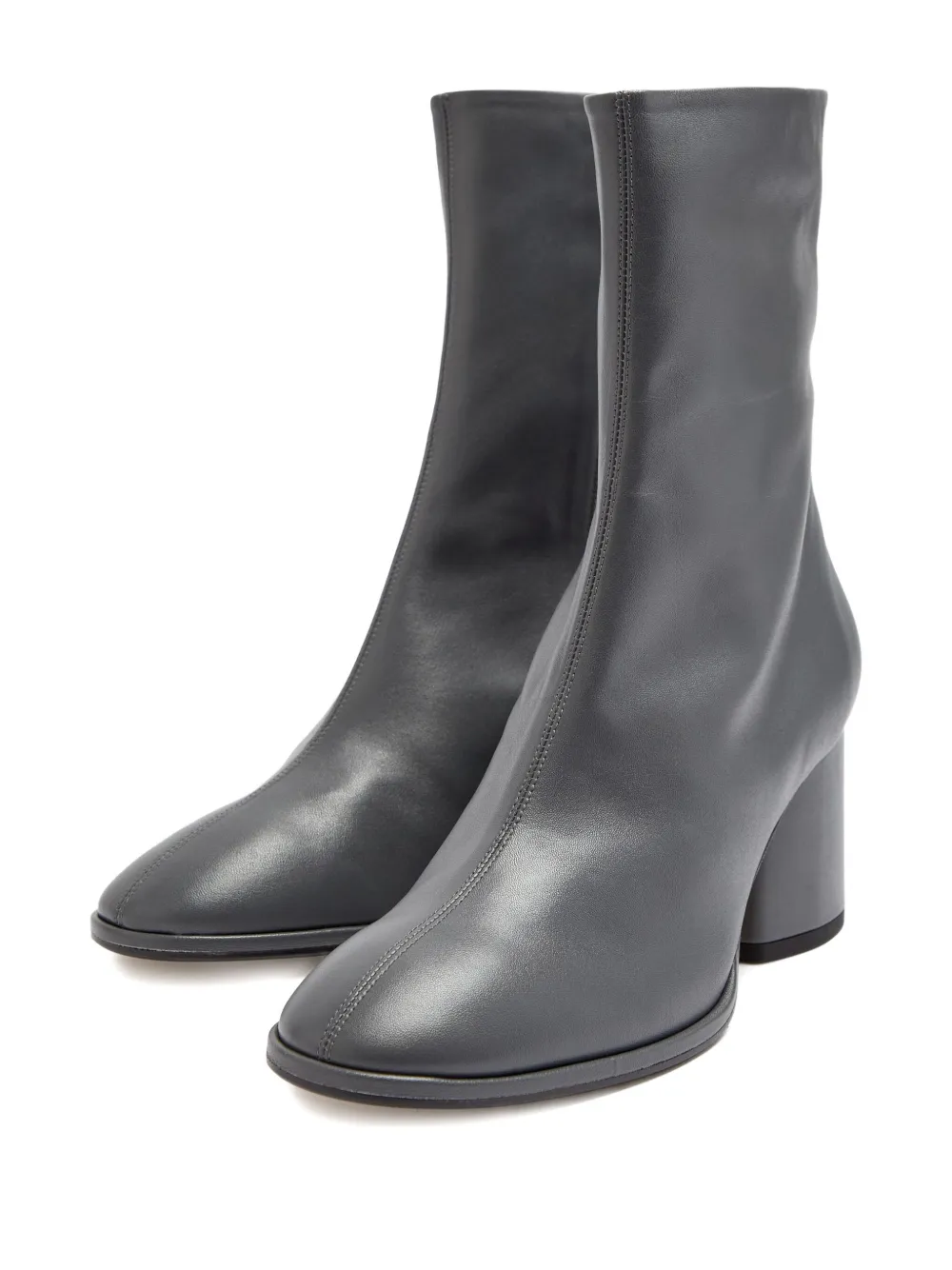 Aeyde 55mm Ayla Leather Block-heel Boots In Gray