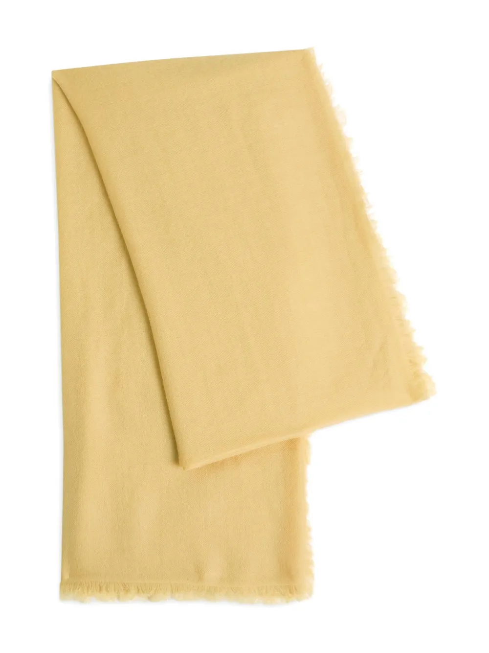 AMA PURE cashmere fringed scarf - イエロー AMA PURE cashmere fringed scarf - イエロー