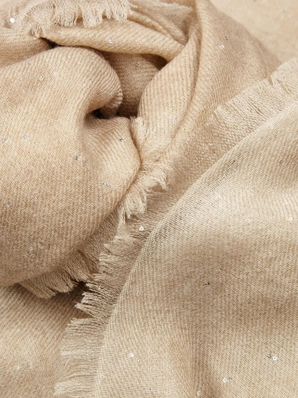 AMA PURE Starlight kasjmier sjaal verfraaid met pailletten - Beige