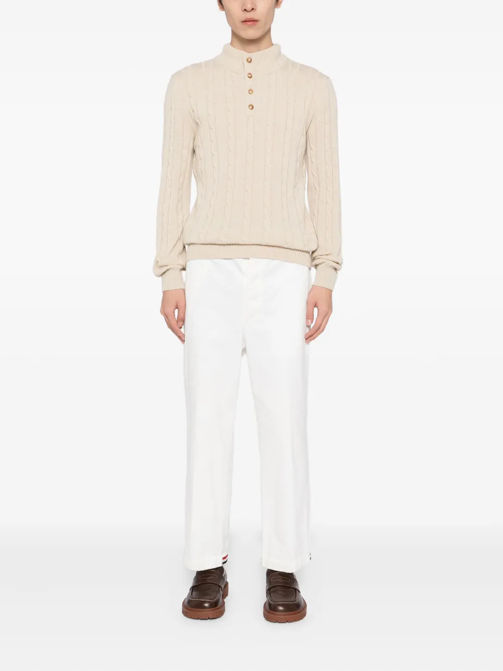 Aurélien Kabelgebreide trui - Beige