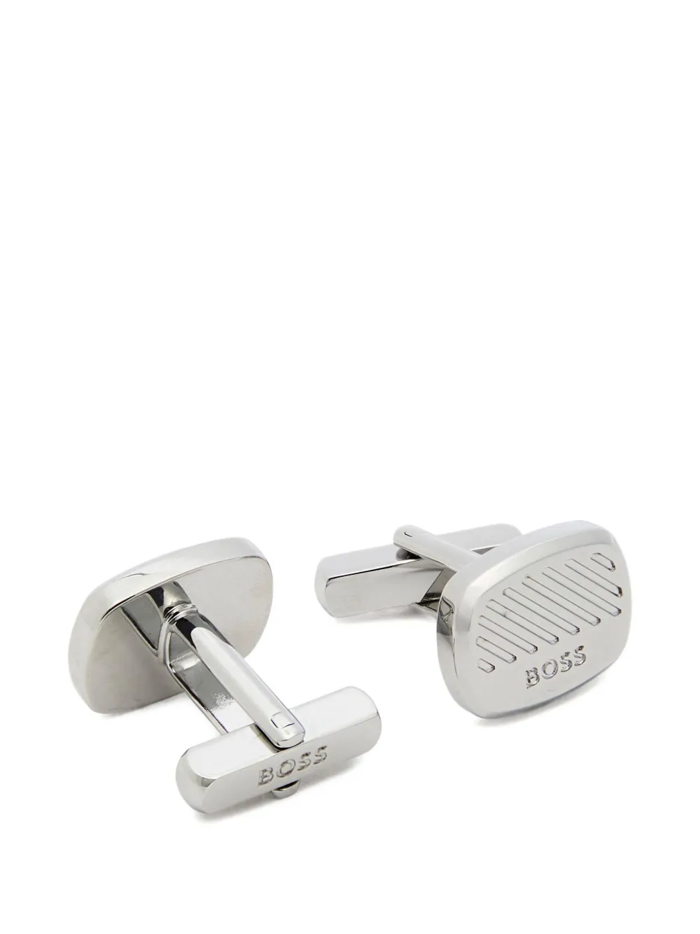 BOSS Manchetknopen met gegraveerd logo Zilver