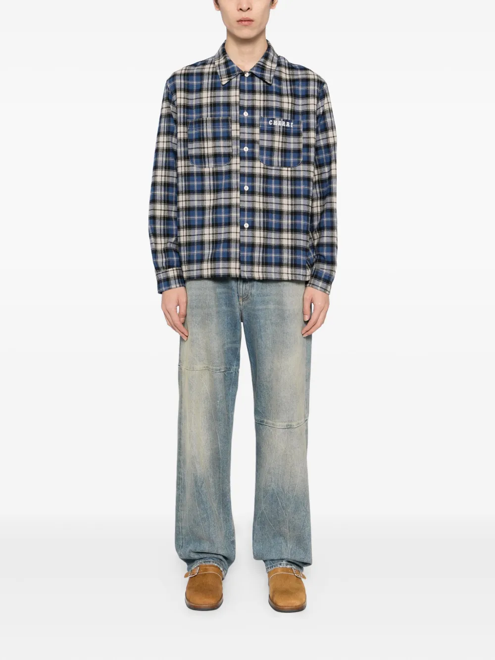 Cherry LA plaid flannel shirt | Image 2