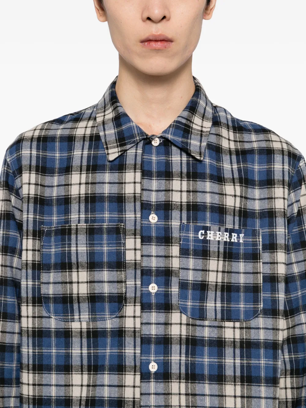 Cherry La Plaid Flannel Shirt In Blue