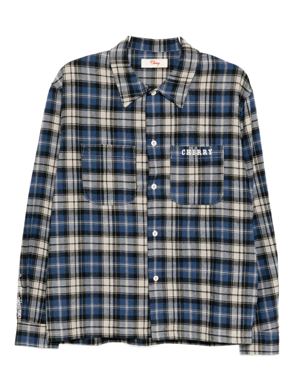 Cherry LA plaid flannel shirt | Blue | Image 1