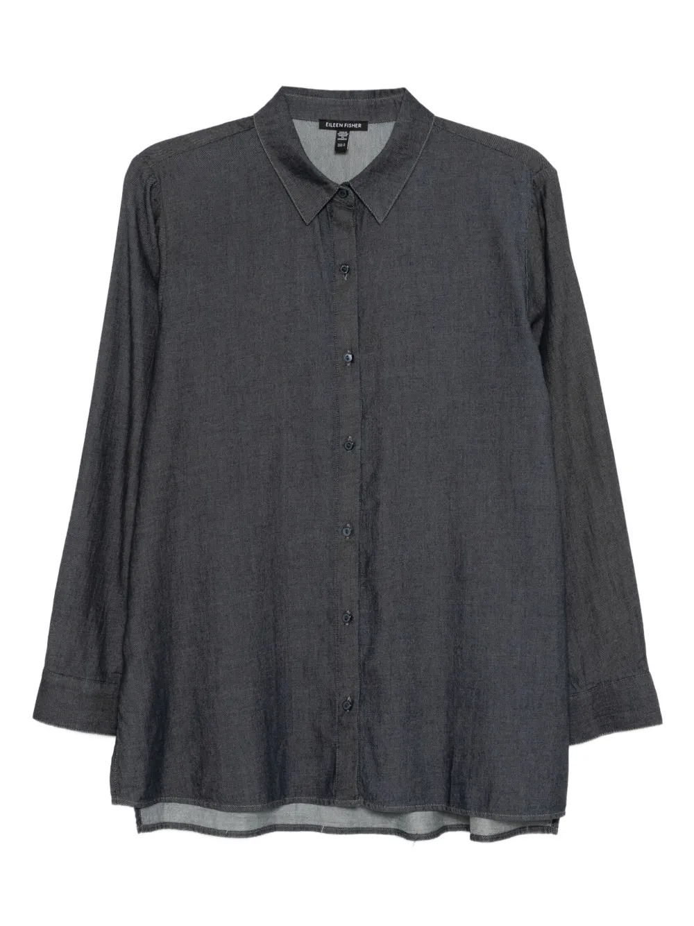 Eileen Fisher قميص قطن عضوي بأكمام طويلة | أزرق | Image 1
