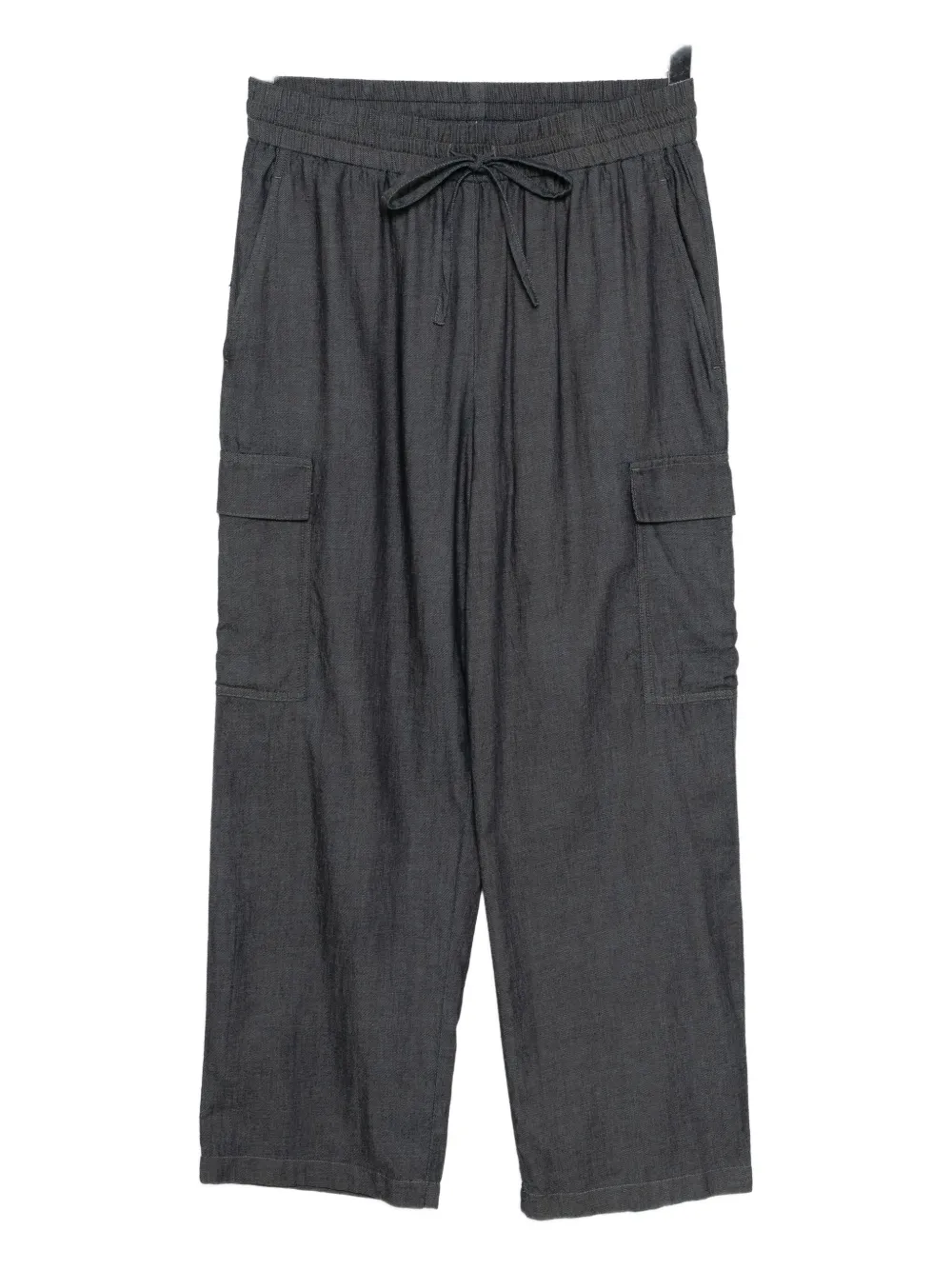 Eileen Fisher Drawstring Cotton Cargo Trousers In Black