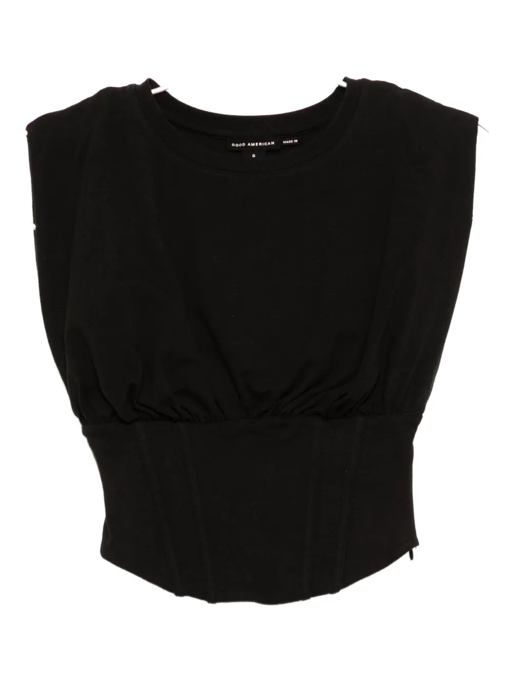 Good American crew neck tank top | Black | Image 1