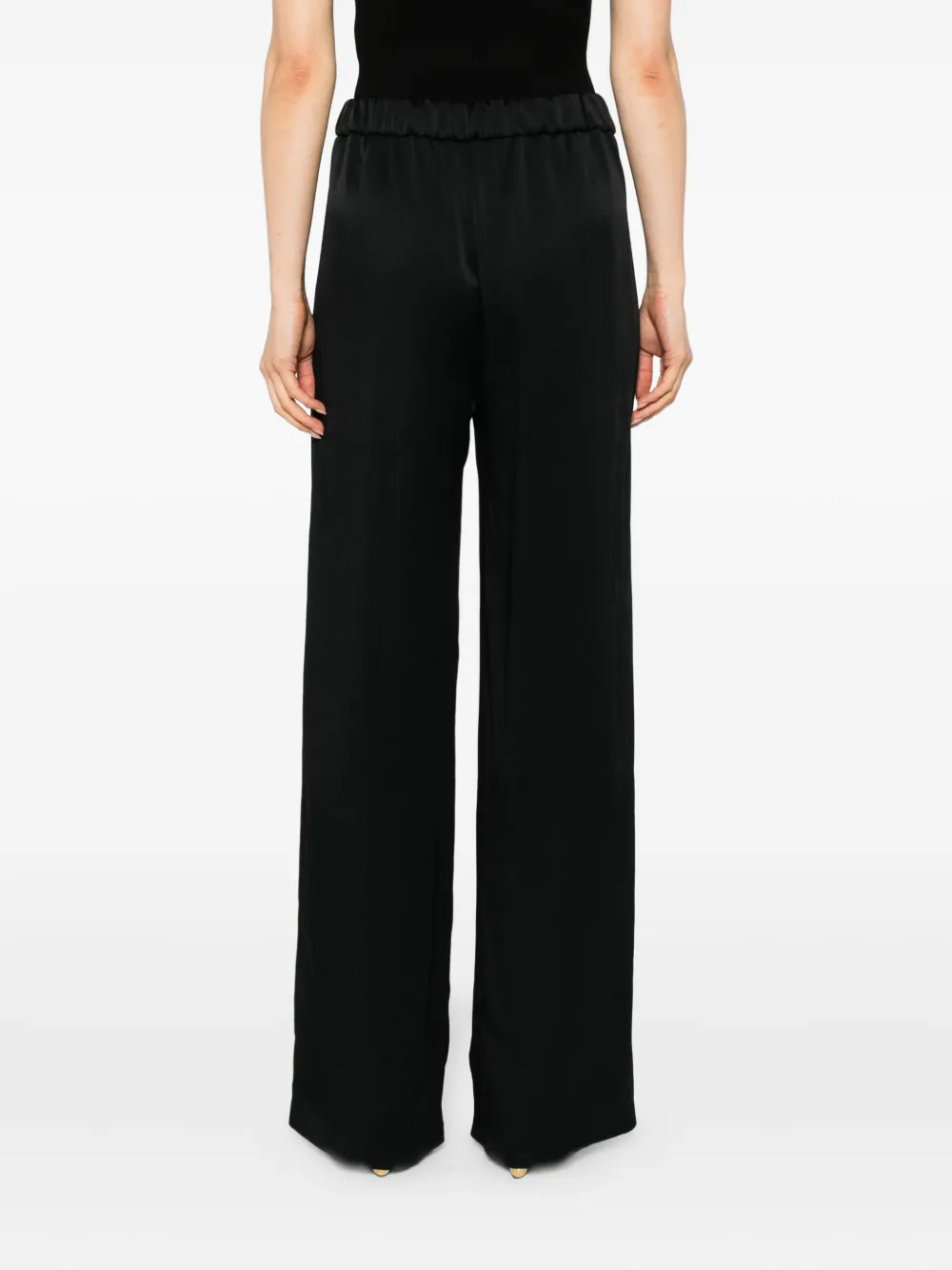 Herno Wide-leg Crepe De Chine Trousers In Black