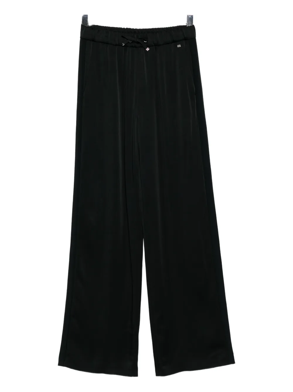 Herno Wide-leg Crepe De Chine Trousers In Black