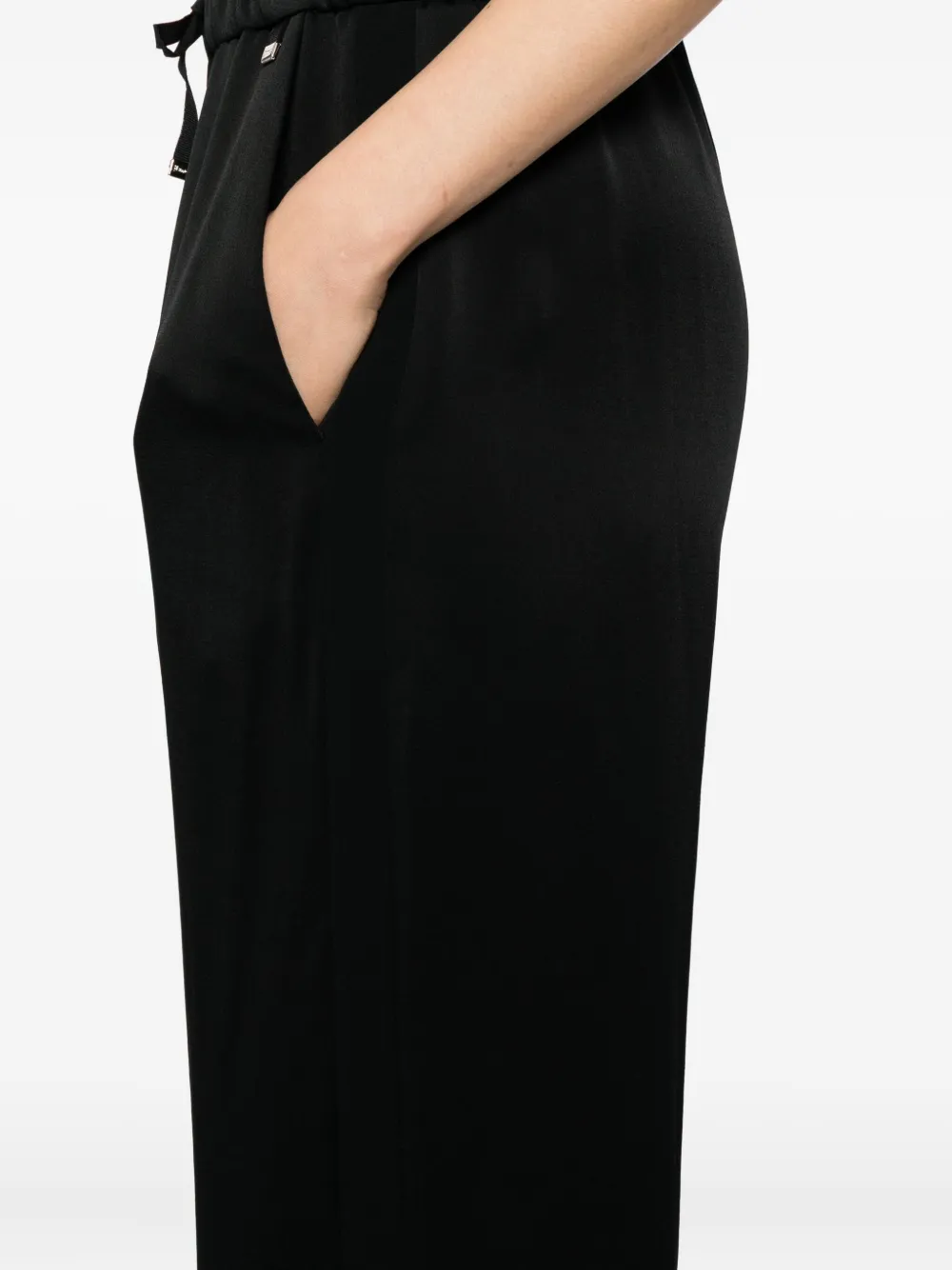 Herno Wide-leg Crepe De Chine Trousers In Black