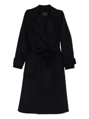 LEMAIRE ベルテッド ダブルトレンチコート | ブラック | FARFETCH JP