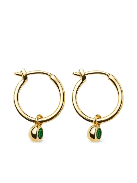 Missoma 18K yellow gold vermeil mini emerald hoop earrings