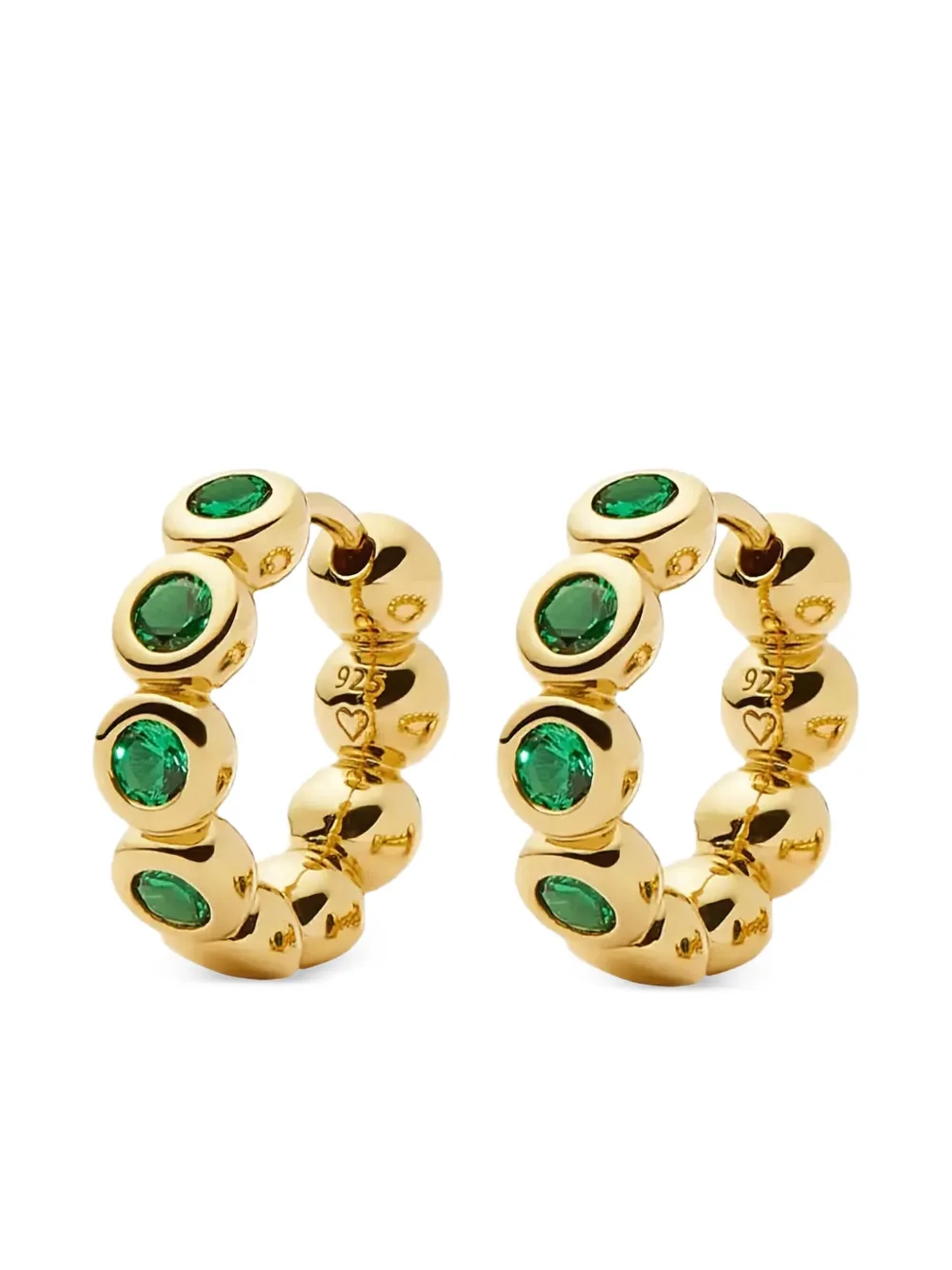 Missoma 18K yellow gold vermeil small emerald tennis hoop earrings - Oro
