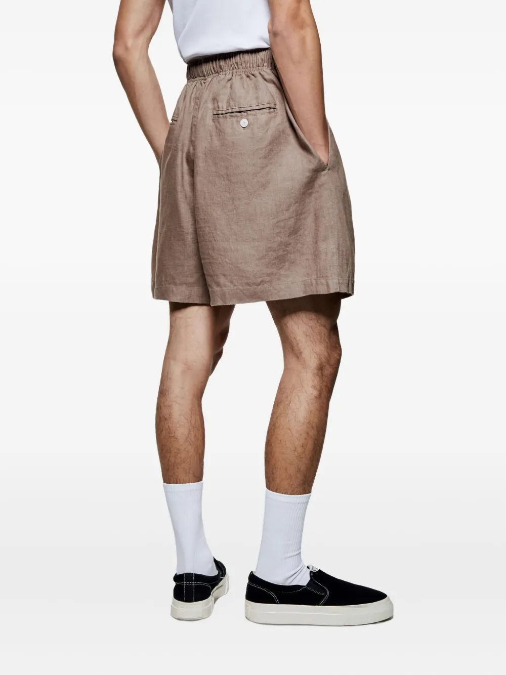 Mki Miyuki Zoku Drawstring Linen Shorts In Brown