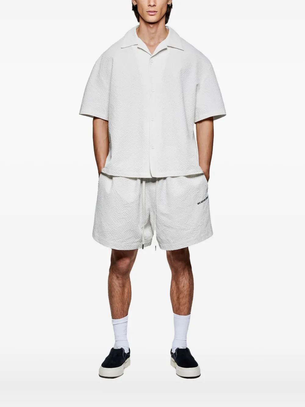 MKI Miyuki Zoku Camicia con motivo seersucker - Toni neutri