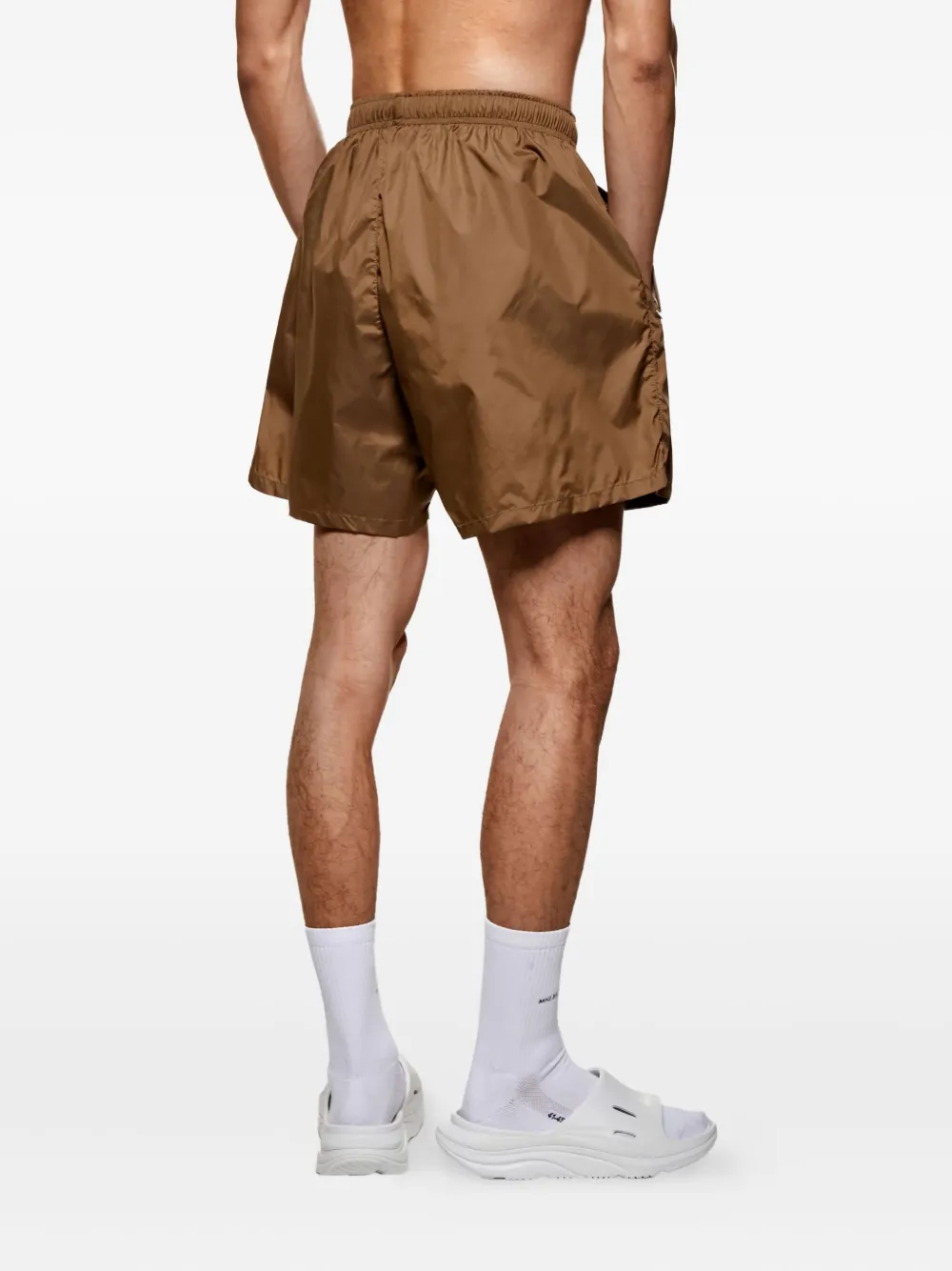 Mki Miyuki Zoku Logo Drawstring Swim Shorts In Brown