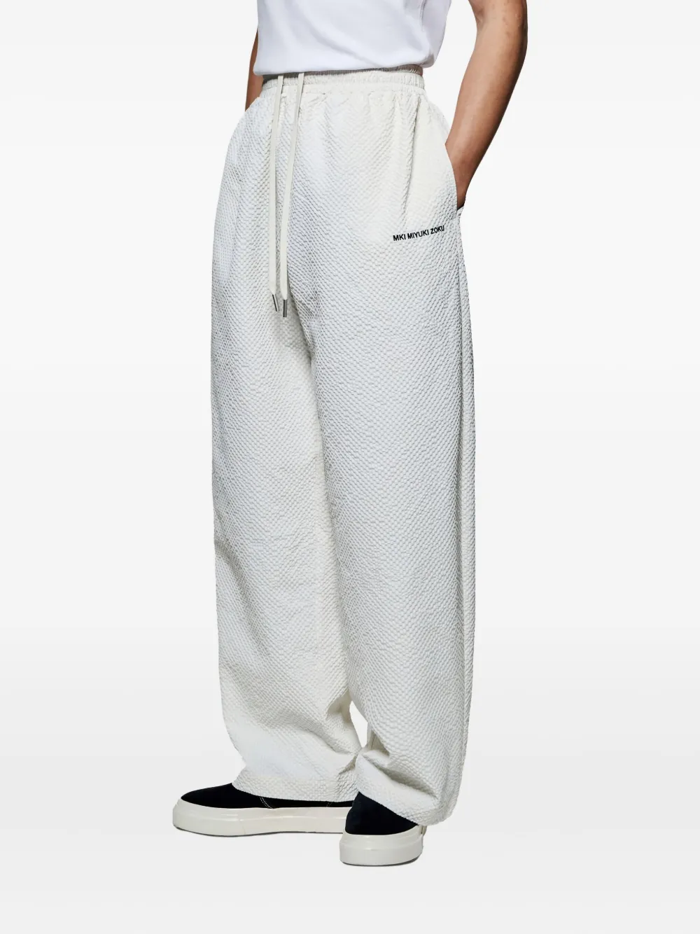 MKI Miyuki Zoku textured drawstring trousers | Neutrals | Image 1
