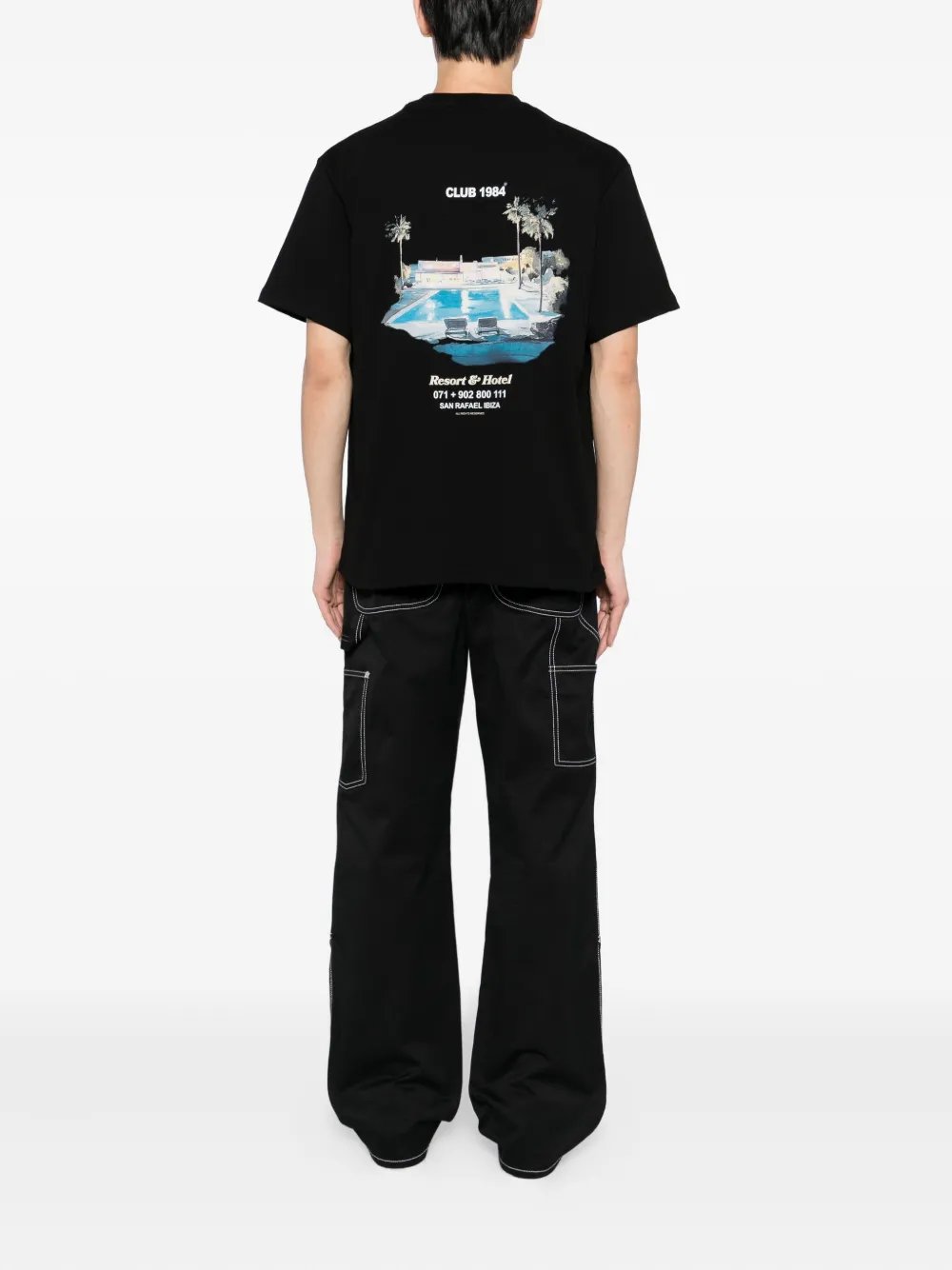 MKI Miyuki Zoku Ink Flower T-shirt - Zwart