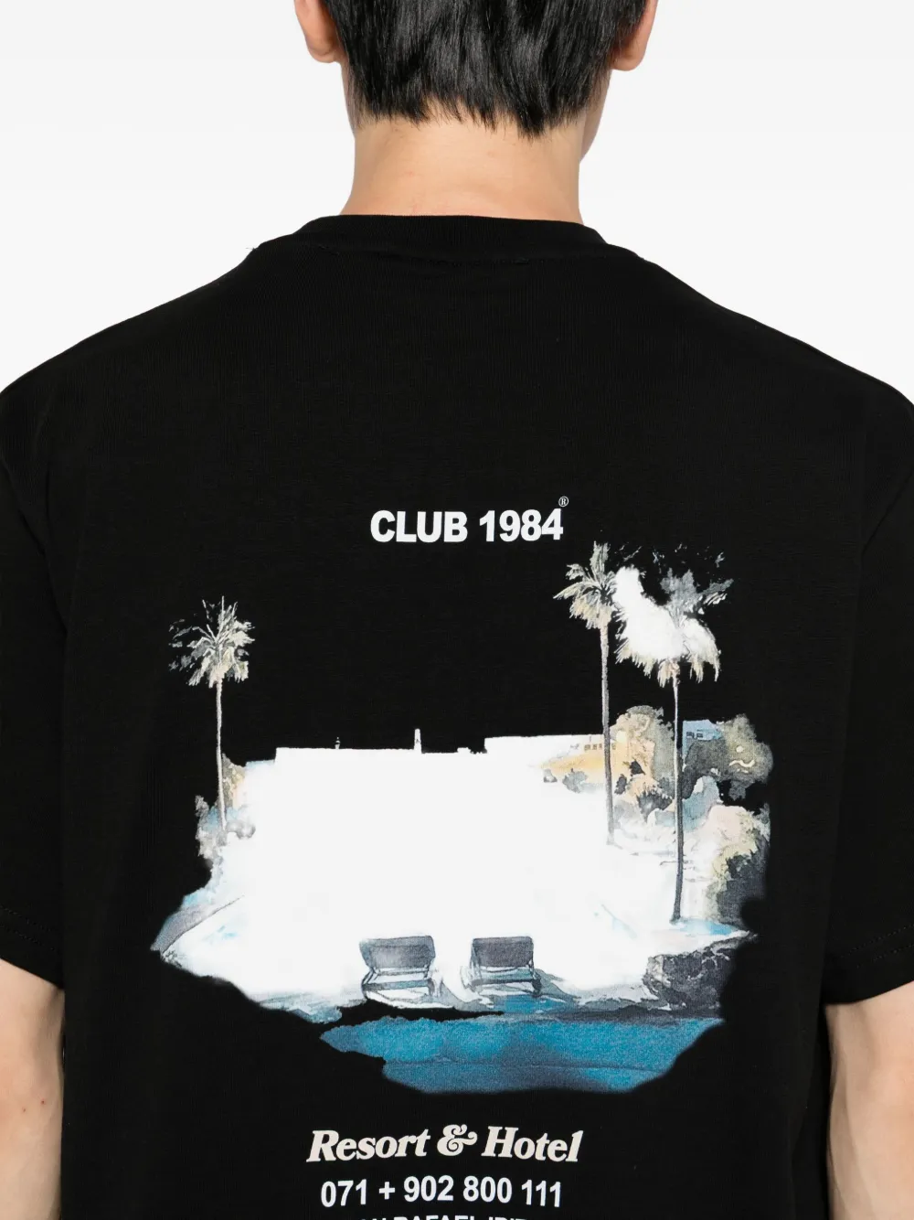 CLUB 1984 Ink Flower T-shirt Zwart