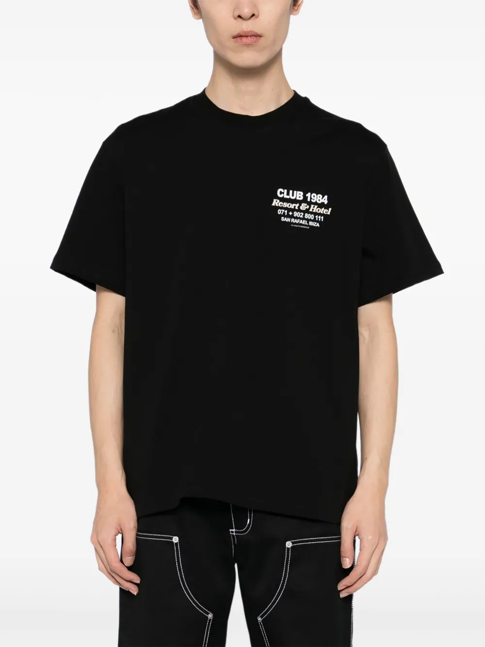 CLUB 1984 Ink Flower T-shirt Zwart