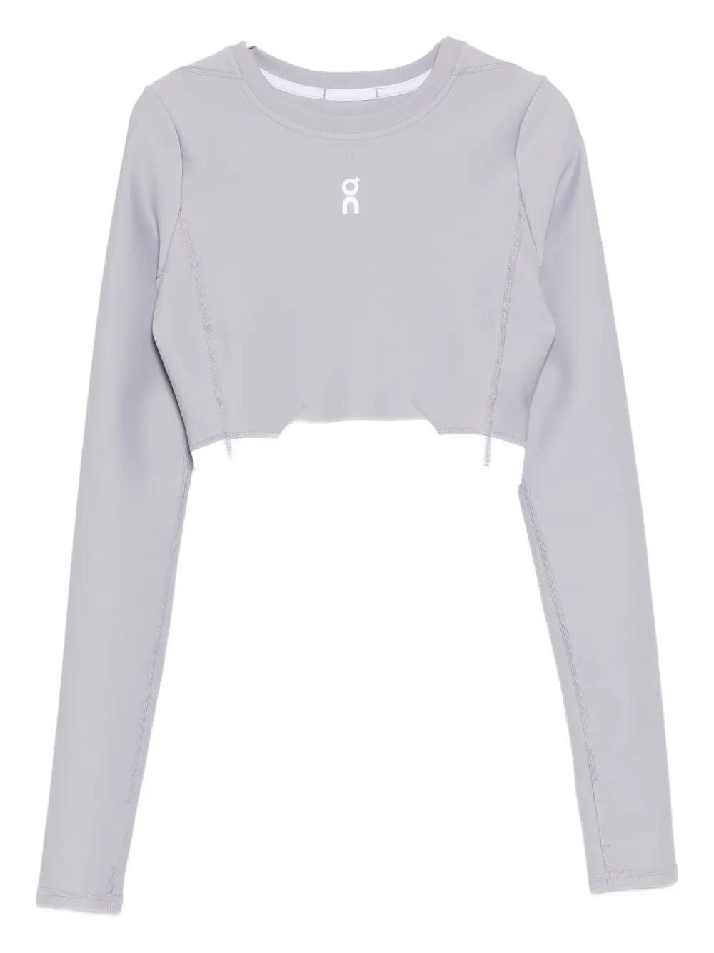 On Running Train Long- Sleeved Crop Top In Purple