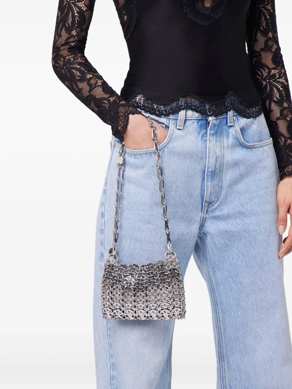 Rabanne 1969 Nano Shoulder Bag In Gray
