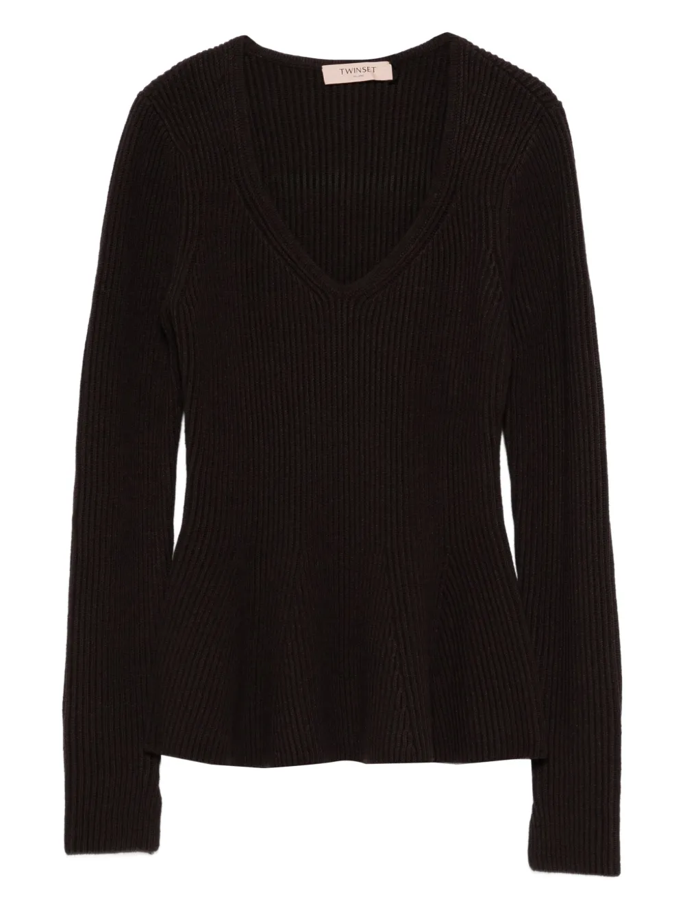 TWINSET V-neck ribbed sweater | Brown | Image 1